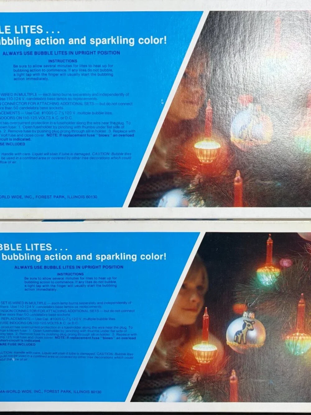 Lot of 2 Vtg Noma 7 Piece Christmas Bubble Lights in Original Boxes - Tested EUC